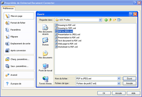 Use the Open dialog to select "Text document to PDF.xml" and click Open