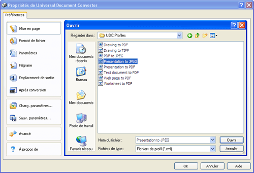 Use the Open dialog to select "Text document to PDF.xml" and click Open