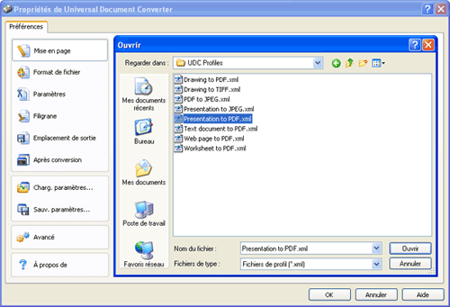 Use the Open dialog to select "Text document to PDF.xml" and click Open