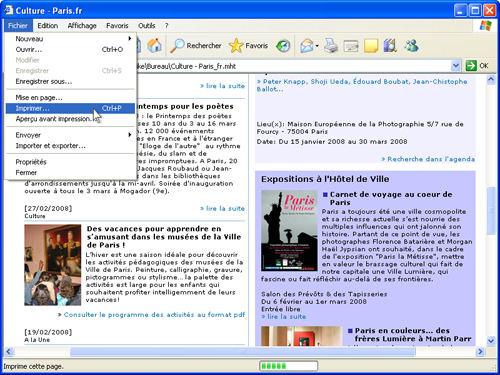 Cliquez sur Fichier-Imprimer... du menu principal d'Internet Explorer.